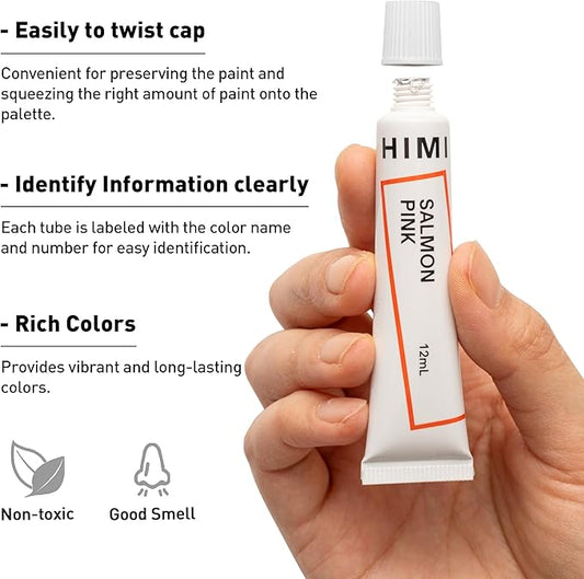 HIMI Gouache Paint Tube Set -18 Colors 12ml, with Rich Pigments, Gouache paint Non-Toxic, suitable for Beginners, Artists, and Hobby Painters. Beautiful Gifts for Art Supplies Painting(18 colors)