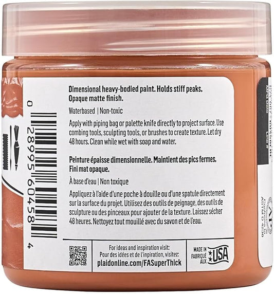 FolkArt Super Thick Acrylic Paint with a Textured Finish, Terra Cotta, 4 oz