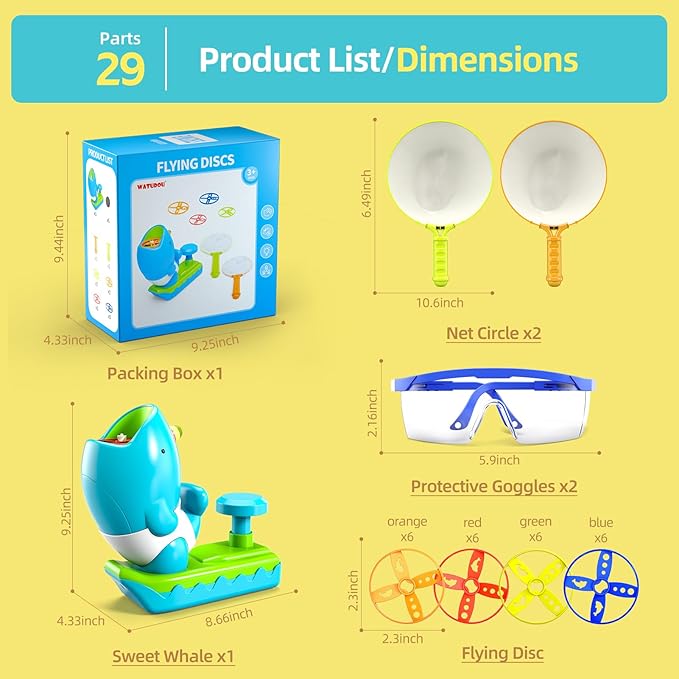 29 PCS Flying Disc Launcher Outdoor Indoor Game Toys Gifts for 3 4 5 6 Year Old Kids, Outdoor Outside Game Toys for Kids Boys Ages 3-5 4-8, Ideal 3 4 5 6 Year Old Boys Birthday Gifts