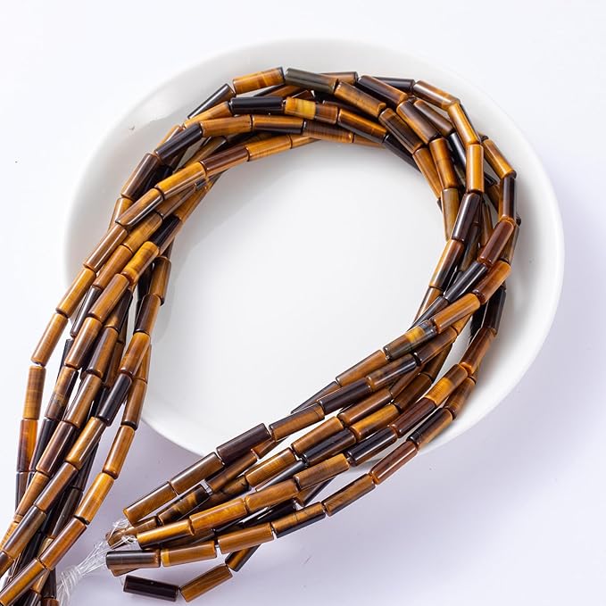Natural Yellow Tiger Eye Cylinder Tube Beads 4x13mm 38cm/str Loose Semi Gemstone Stone Beads for Making Bracelets Necklace Earrings