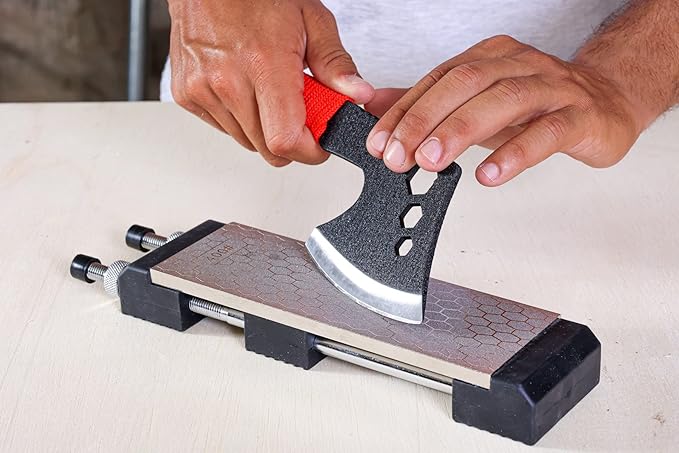 Heavy Duty Diamond Sharpening Stone Set with Adjustable Base, 2-Sided Fine/Coarse Grit Diamond Sharpening Plate, Fast & Efficient Diamond Knife Sharpener for Knives and Chisels from Schaaf Tools