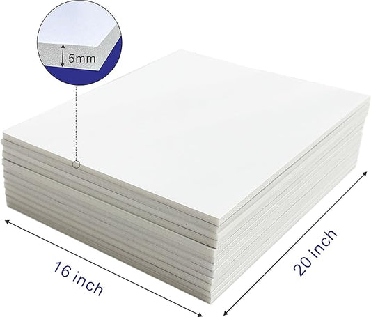 12 Pack Foam Core Board, ZJCEASER 16 x 20 White Poster Board, 3/16" Thickness Sign Board Craft Foam Sheet for Signboards, School Projects, University Displays, College Events, Arts & Crafts, Framing