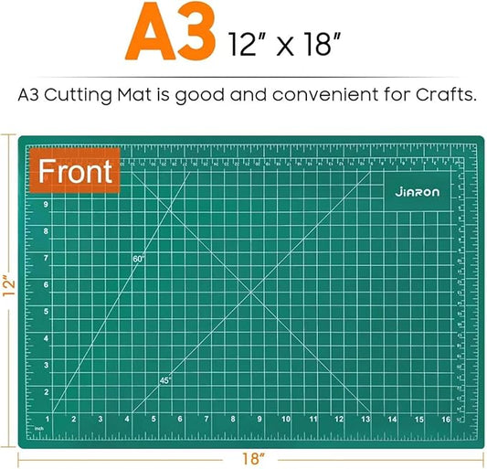 2 Pack Self Healing Sewing Mat, JIARON 12'' x 18'' Cutting Mats for Crafts, Double Sided 5 Layers Craft Cutting Mat for Sewing, Crafts, Scrapbooking Mat.