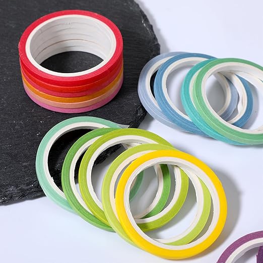 20 Rolls Rainbow Washi Tape Slim, 3mm Colorful Rainbow Pastel Washi Tape Set Skinny Thin Decorative Colored Washis Craft Tapes, Rainbows Colors Thin Decorative Tapes for Journal DIY Planner Craft