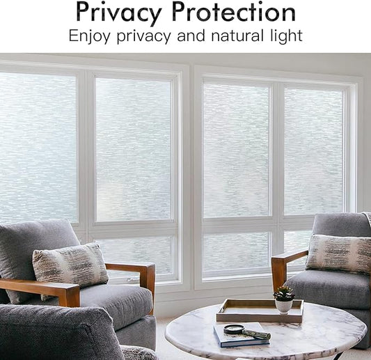 Haton Window Privacy Film, Frosted Glass Static Cling Sun Heat Blocking Window Clings, Frosting Opaque Coverings, Vinyl Removable Stickers Tint for Home Door Office, Non Adhesive 35.4" x 78.7"