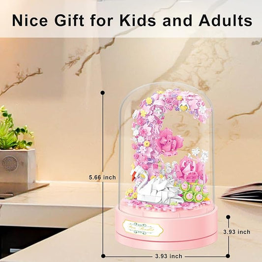 Flower Bouquet Building Set Plants Friends Sets Adults Bonsai Tree Flowers Building Blocks Set Botanical Collection Valentine's Birthday Gift for Girls Mom Women Girlfriend(Swan)
