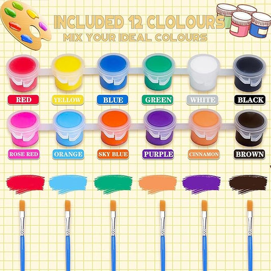 20 Pack Mini Acrylic Paint Set, 12 Colors Acrylic Paints Strips for Kids & Adults Craft Paint,280 PCS Kids Painting Kit Container Strips Storage for Home Birthday Classroom Party (280)