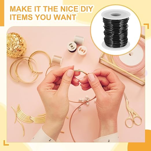 uxcell 16 Gauge / 1.5mm Anodized Aluminum Wire for Jewelry Craft Making, 102 Feet Bendable Flexible Wire for DIY Home Decor Gardening Sculpture, Black
