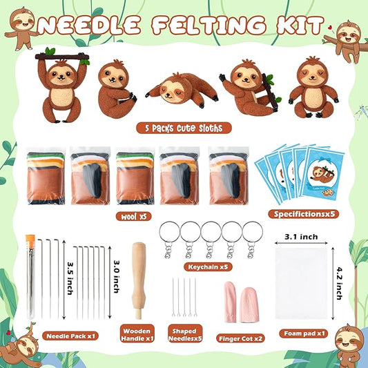 WATINC Needle Felting Starter Kit - Cute Doll Wool Felt Needle Felting Tools Foam Pad, DIY Home Decoration Needle Felting Craft Party Supplies for Beginners