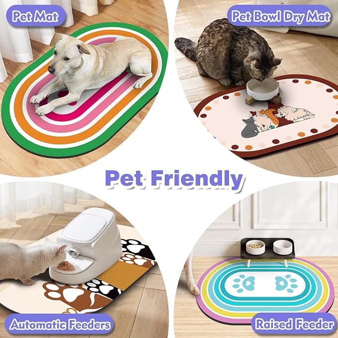 Dog Feeding Mat 24''x16'', Absorbent Pet Food Mat, No Stains Quick Dry Pet - Image 6