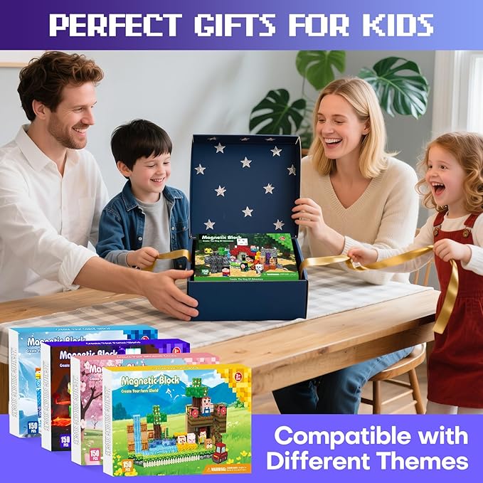 150PCS Magnetic Blocks, Magnet Tiles Toys for Kids, Magnetic Building Blocks Cubes, STEM Montessori Stacking Magnets for Kids, Birthday Gifts for Boys and Girls Age 3+ Years Old
