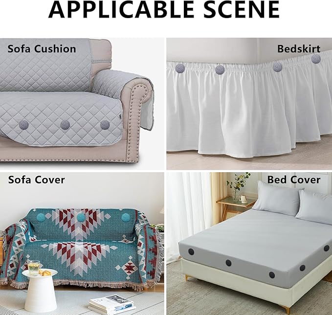 12 Colors Fabric Covered Button Twist Pins Dust Ruffle Pins- for Sofa,Upholstery,Armchair Caddies, Armrest Covers,Bed Skirts, Slipcovers, Headliners (Medium Gray, 24)
