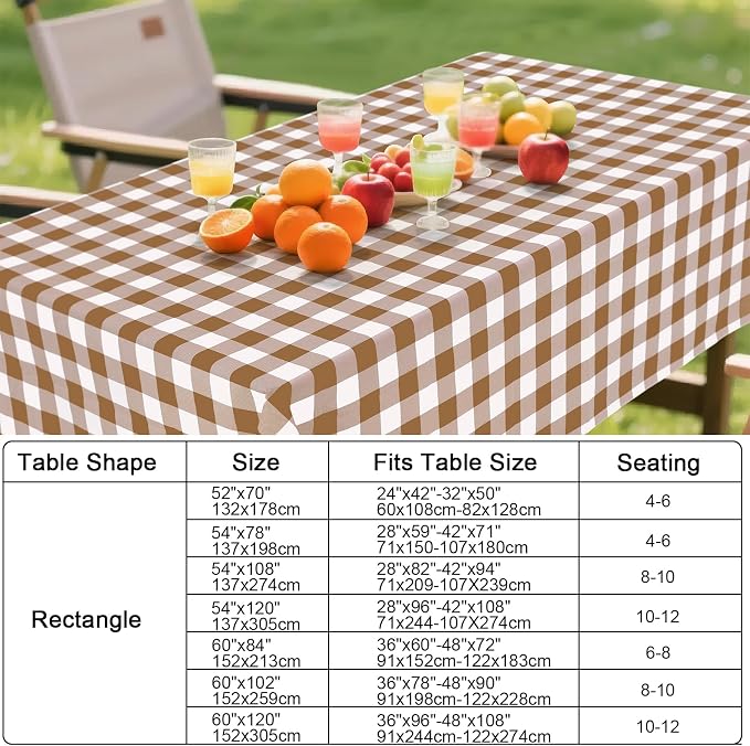 Smiry Rectangle Table Cloth, Waterproof Vinyl Tablecloths - Image 7