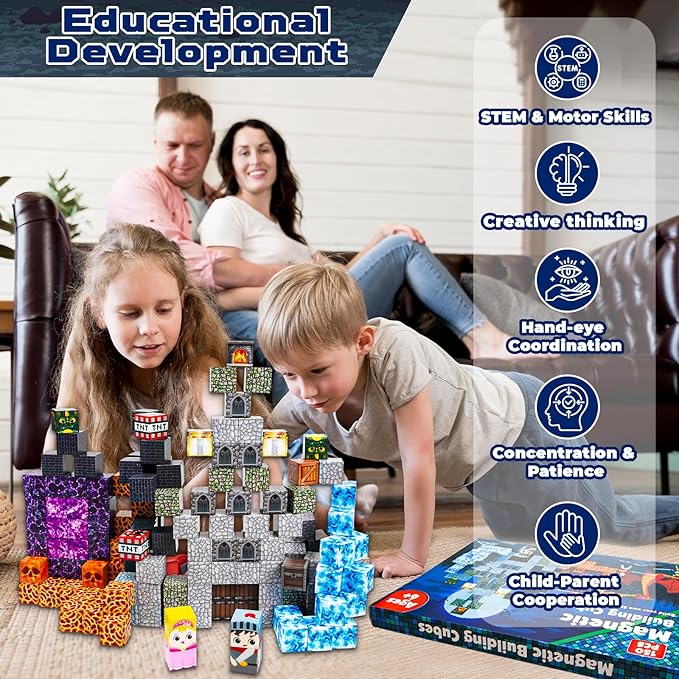 Goody King 150 PCS Magnetic Building Blocks,Dark Castle Set Magnetic Blocks,Magnetic Toys for Kids, Sensory Toy for STEM Learning Toys for Kids 3+ Boys and Girls Christmas Birthday Gifts