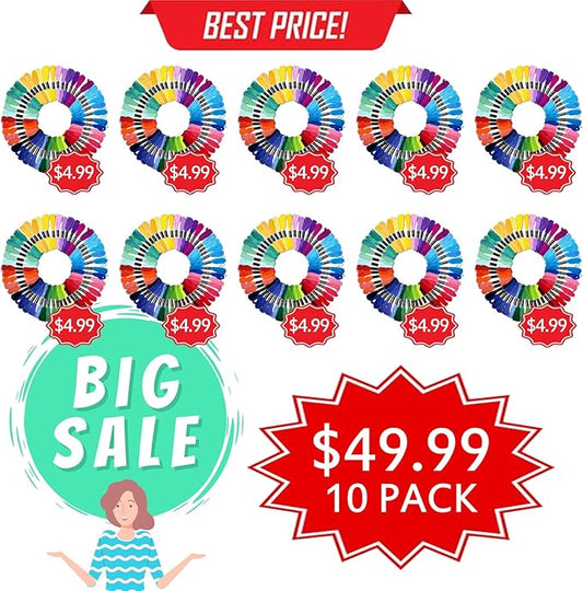 Friendship Bracelet String 500 Skeins Rainbow Color Embroidery Floss Cross Stitch Embroidery Thread Cotton Floss Bracelet Yarn, Craft Floss(Classic Color)(50skeins x10 Pack)