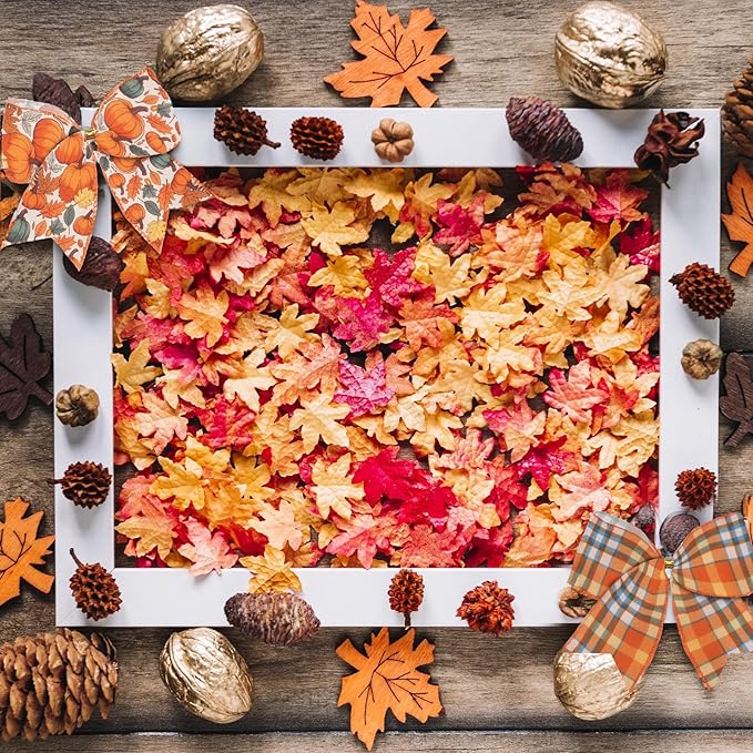 2 Rolls Fall Pumpkins Ribbons for Bows, Thanksgiving Wired Edge Burlap Ribbon Autumn Maple Leaves Plaid Ribbons for Gift Wrapping Thanksgiving Decoration Supplies