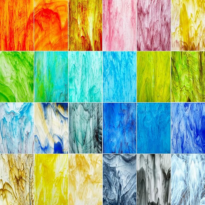 LITMIND 24 Sheets Transparent Streaky Stained Glass Sheets – Mystic Rainbow Mix - Image 6