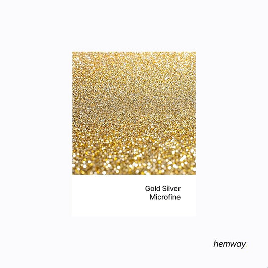 Hemway Polyurethane & Epoxy Resin Glitter 100g / 3.5oz Metallic Crystal Flake Additive for Flooring Jewelry Tumblers Glass Pigment - Microfine (1/256" 0.004" 0.1mm) - Gold Silver