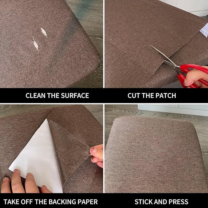 Fabric Repair Patches, Linen Repair Tape Self-Adhesive Fabric Patches Durable, DIY Large Linen Tape for Sofa, Couches, Furniture, Chair, Clothing (3.5X79 Inch, Dark Grey)