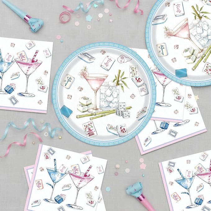 40Pcs Mahjong Party Supplies Plates and Napkins - Image 6