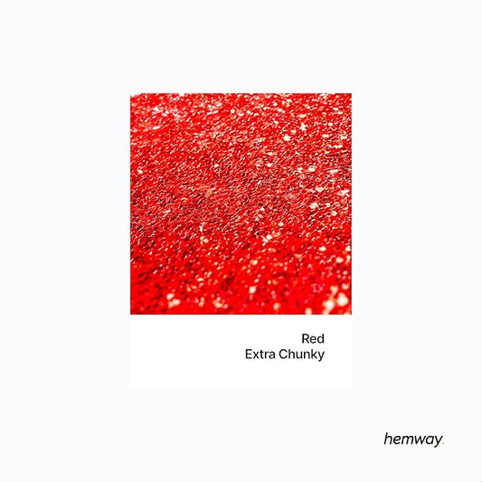 Hemway Polyurethane & Epoxy Resin Glitter 100g / 3.5oz Metallic Crystal Flake Additive for Flooring Jewelry Tumblers Glass Pigment - Extra Chunky (1/24" 0.040" 1mm) - Red