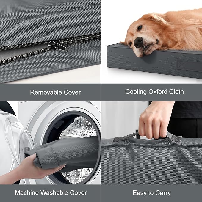 Outdoor Large Washable Dog Bed, Orthopedic Egg Crate Foam Dog Crate Mat - Image 6