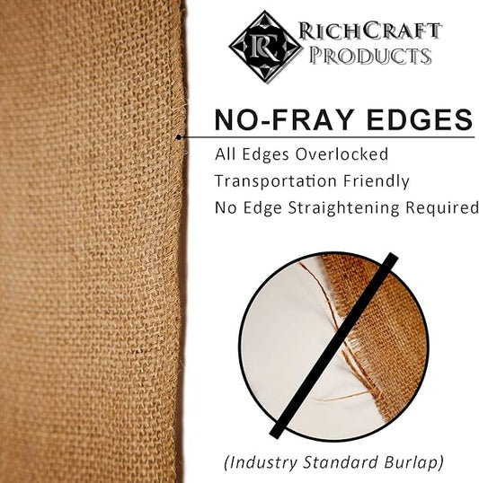 14" x 50yd NO-FRAY Burlap Roll ~ 15 - 25 Table Runners ~ Natural Long Fabric with Finished Edges. Perfect for Weddings, Placemats, Crafts. Decorate Without The Mess!