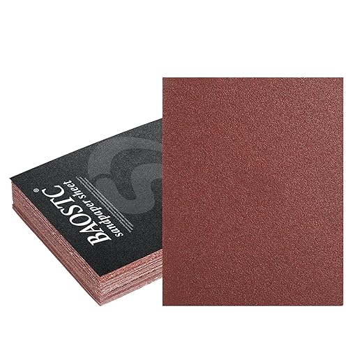1/4 Sandpaper Sheet – 4-1/2” x 5-1/2”, P60 Grit, Red Aluminum Oxide, Plain Backing, 50-Pack – Sandpaper Sheets for Palm Sanders and Woodworking
