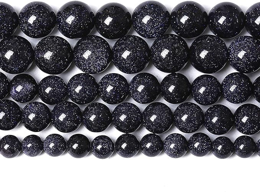120PCS 6mm Blue Sandstone Gemstone Beads Beads Natural Stone Round Loose Beads for Jewelry Making DIY Bracelet Necklace 32" 2 Strands