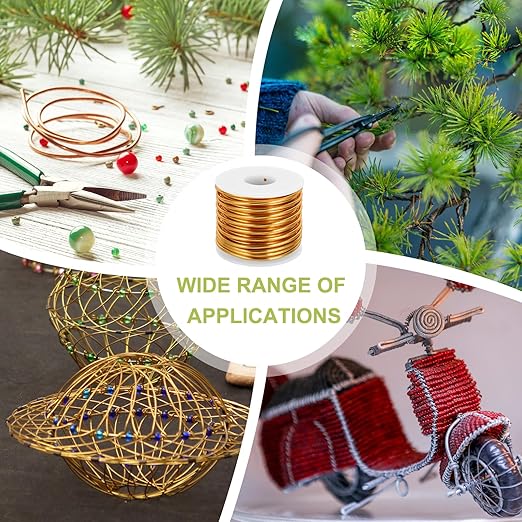 MECCANIXITY 9 Gauge Anodized Aluminum Craft Wire Bendable Bonsai Training Wire 56 Feet 3mm for Sculpting Crafts Wreath Floral Beading Jewelry Making, Yellow