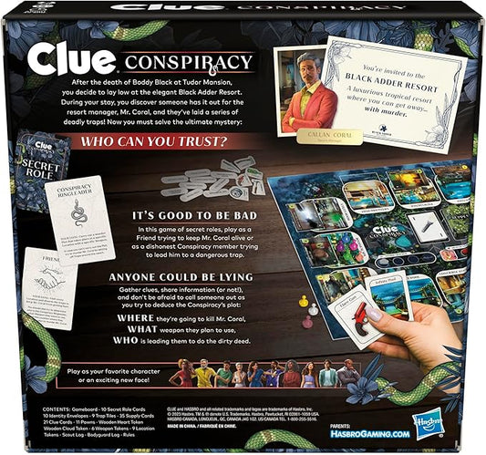 Hasbro Gaming Clue Conspiracy Board Game for Adults and Teens, Secret Role Strategy Games, Ages 14+, 4-10 Players, 45 Minutes, Mystery & Party Games