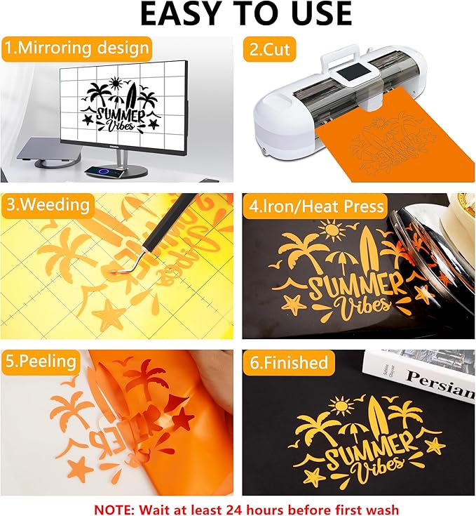 FUNKAKA Heat Transfer HTV Vinyl Bundle, 8 Rolls 12" x 5ft Iron On Vinyl for T-Shirt 8 Assorted Colors Glossy Adhesive HTV Vinyl for All Cutter Machines Easy to Cut