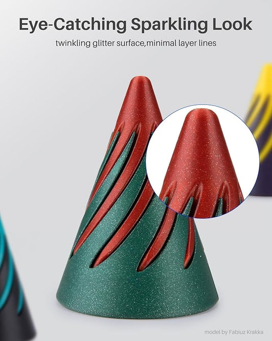 ELEGOO PLA Filament 1.75mm Sparkle Red 1KG, Glitter Twinkling 3D Printer Filament Dimensional Accuracy +/- 0.02mm, 1kg Spool(2.2lbs) Fits for Most FDM 3D Printers