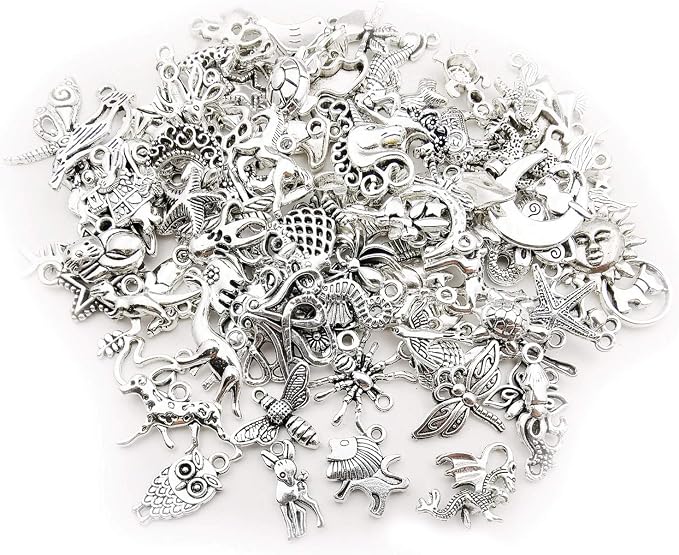 Youdiyla 200 Mixed Charms Collection, Antique Silver Tone, Charms Metal Pendant - Image 4