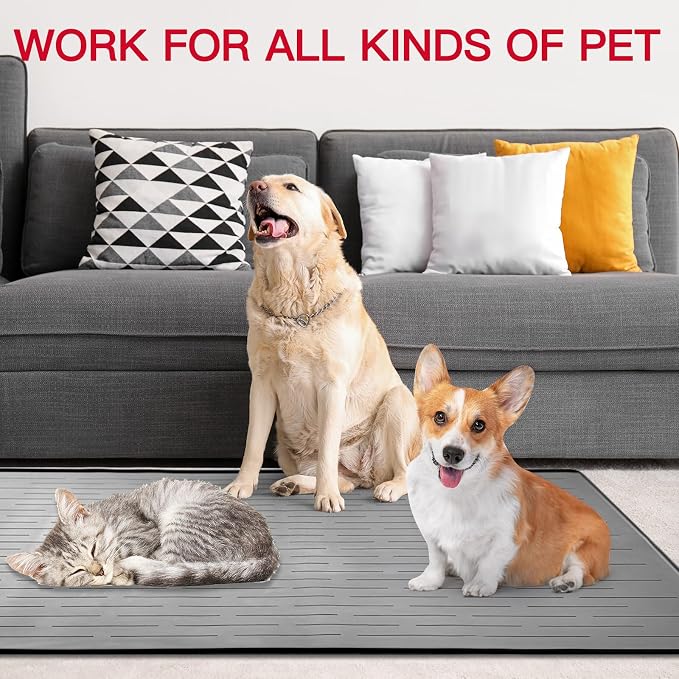 48" x 32" XXXL Largest Pet Food Mat, Silicone Dog Mats - Image 7