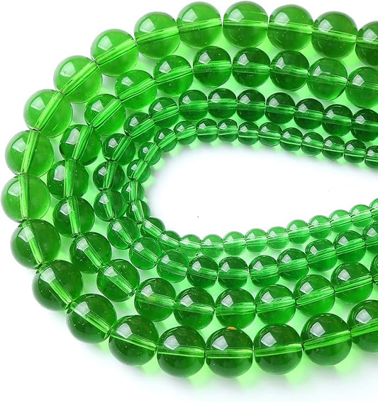 38pcs 10mm Smooth Green Crystal Glass Quartz Beads Round Loose Beads for Jewelry Making DIY Bracelet Necklace 15" Energy Healing Power Stone Beads (10mm, Green Crystal Glass)
