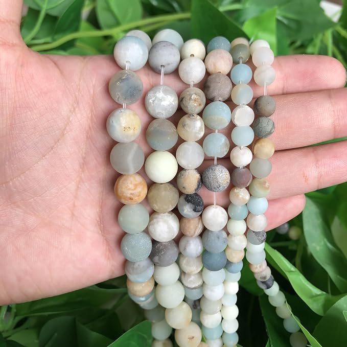 60pcs Natural Matte Amazonite Gemstone Beads,6mm Frosted Round Loose Stone Beads - Image 7