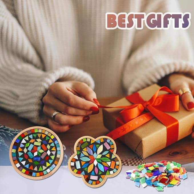 DIY Mosaic Tiles for Crafts, Mixed Stained Glass Ceramic Mosaic Craft Kits for - Image 7