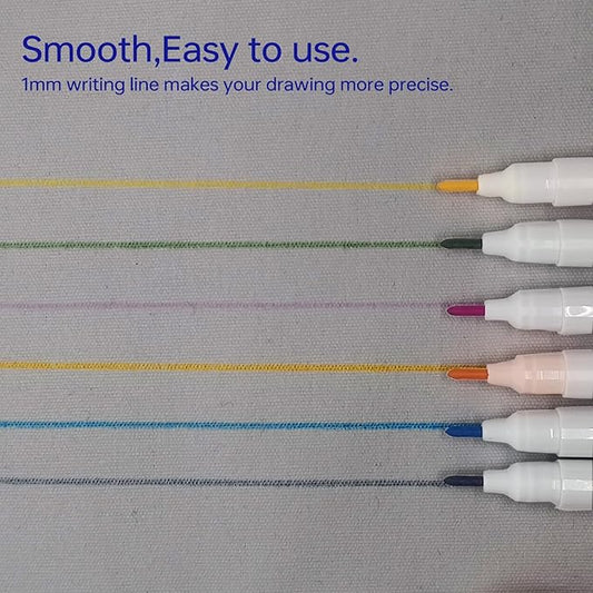 12 pcs Water-Erasable Fabric Pen Set - 6 Colors for Sewing, Embroidery & DIY Tracing