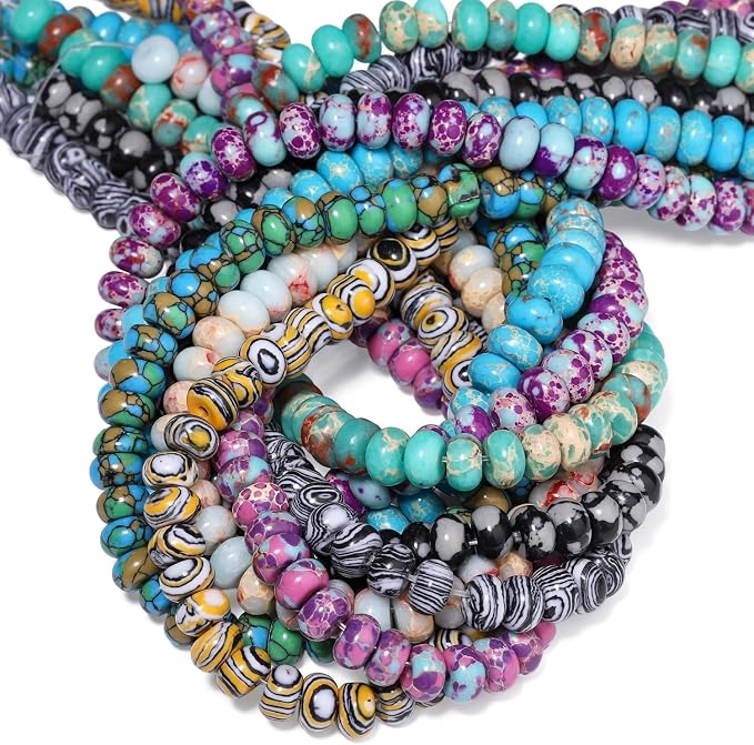 Songxi 5x8mm Natural Green Shoushan Stone Rondelle Beads, Gemstone - Image 9