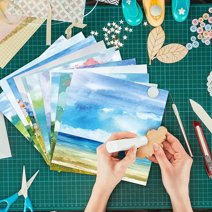 24 Sheets 12 Designs Scrapbook Paper Pad,6"×6” Single-Sided Decopodge Craft Cardstock Paper,Christmas Scrapbooking DIY Decorative Background Cardmaking Supplies.Landscape