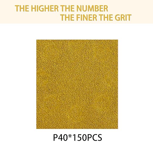 150PCS 40 Grit Gold Sanding Discs, 5-Inch 8-Hole Sandpaper for Random Orbital Sander, for Automotive or Woodworking