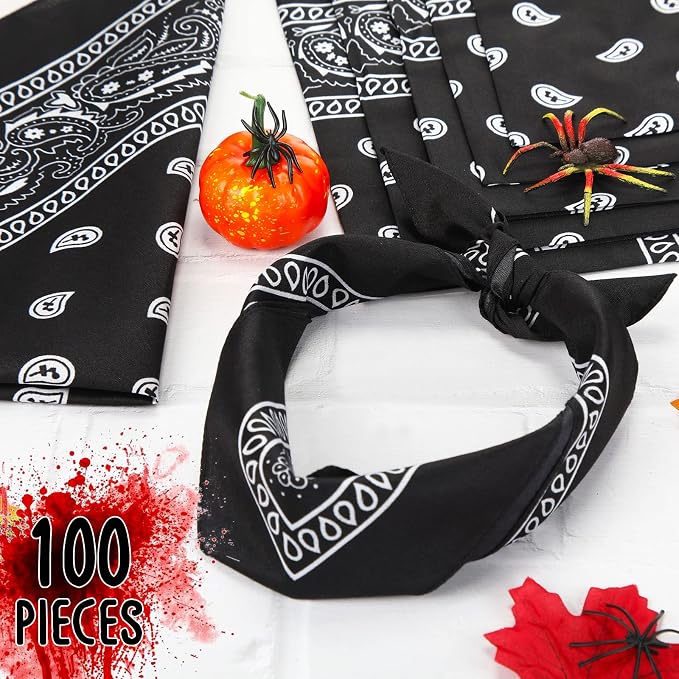 100 Pack Bandanas Unisex Paisley Bandanas Bulk Multi Purpose Cowboy Head Wrap - Image 6