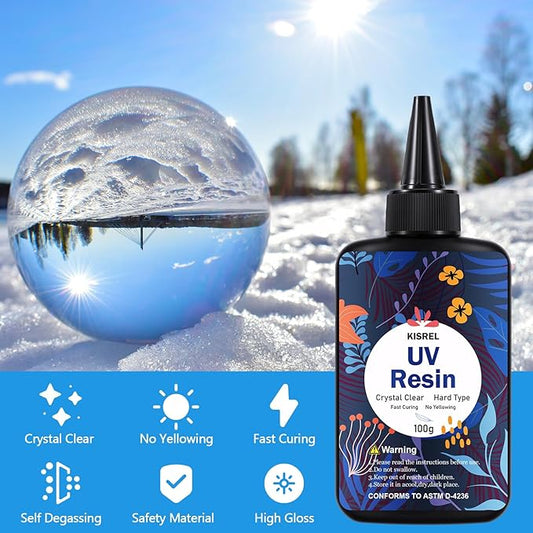 KISREL UV Resin 400g - Upgraded UV Resin Kit, Hard Type Crystal Clear Ultraviolet Curing UV Epoxy Resin for Craft Jewelry Making