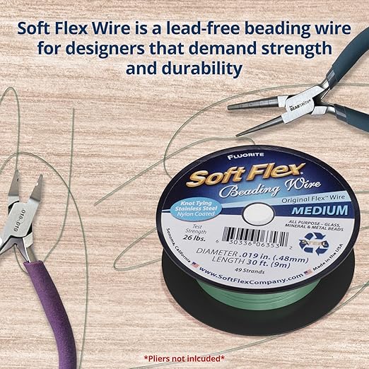 Soft Flex 49 Strand Beading Wire - Medium 0.19 Diameter - 30 Feet Nylon Design Wire