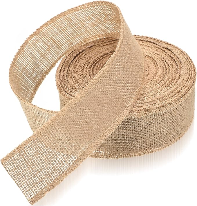 20 Yard 2.5 Inches Burlap Ribbon Wide Jute Ribbon Natural Burlap Fabric Roll Wired Edge for Wreaths, Christmas Tree Decoration, Big Bow Crafts, Gift Wrapping, Wedding