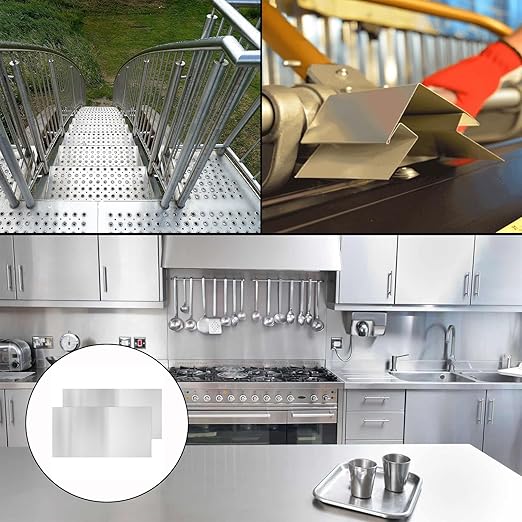 2Pcs 430 Stainless Steel Sheet Metal 6" x 12" x 1/32" Inch Metal Plates for Magnetic Mount Board Wall 20GA(0.80MM) 430 Stainless Steel Shim Stock Plates Metal Sheets for Crafting, Kitchen, Office