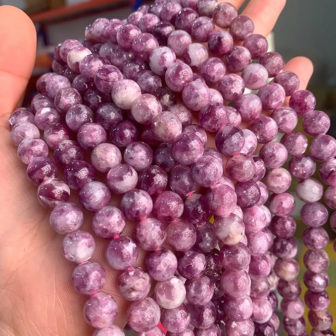 45PCS 8MM Natural Stone Purple Emerald Beads Round Loose Beads for Jewelry Making DIY Bracelet Necklace Accessories 15"