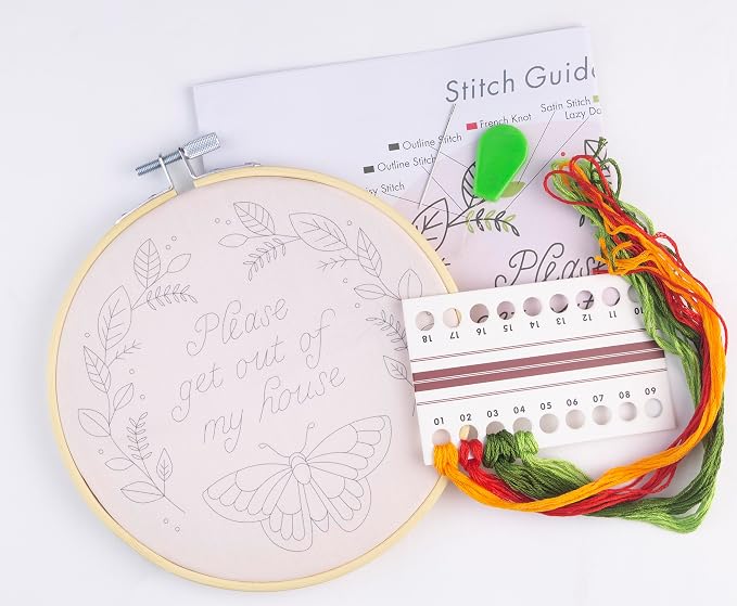 FUNATIC Please Get Out of My House Embroidery Kit | Funny Beginner Needle Work - Image 2
