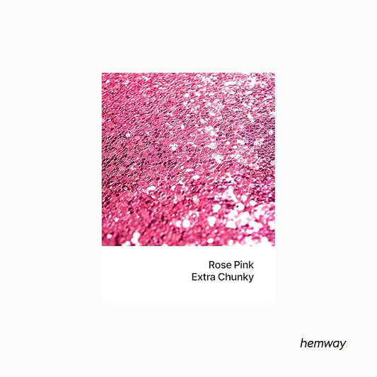 Hemway Polyurethane & Epoxy Resin Glitter 100g / 3.5oz Metallic Crystal Flake Additive for Flooring Jewelry Tumblers Glass Pigment - Extra Chunky (1/24" 0.040" 1mm) - Rose Pink